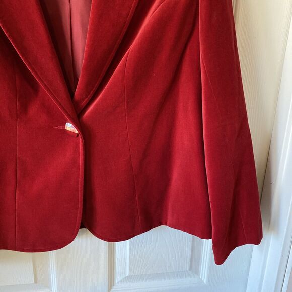 Studio Works Womens Petite Medium  Red Blazer Jacket Vintage One Button Career - Picture 5 of 15